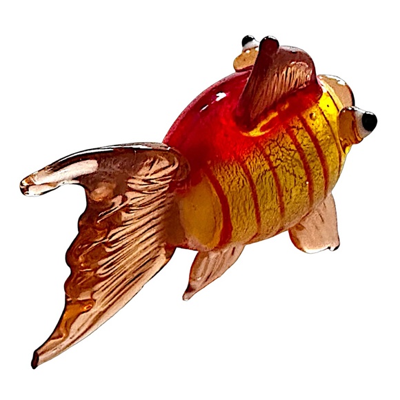 Hand Blown Art Glass Gold Fish Figurine Sculpture Collectible 2 3/4” - Picture 5 of 11